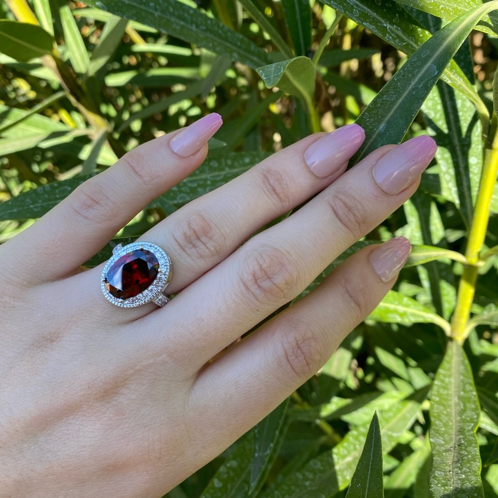 NEW Oval Cut 2.95ct Garnet 925 Silver Ring - Picture 6 of 8